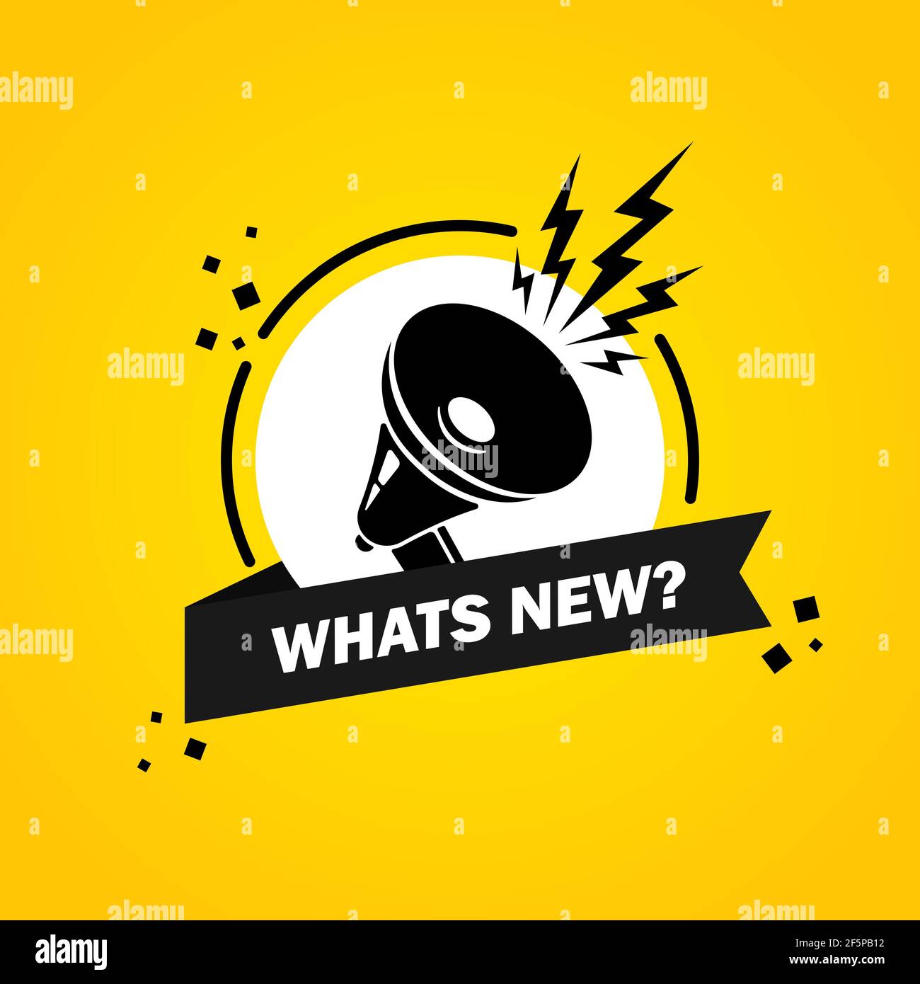 Megaphone with Whats new speech bubble banner. Loudspeaker. Label for business, marketing and advertising. Vector on isolated background. EPS 10. Stock Vector