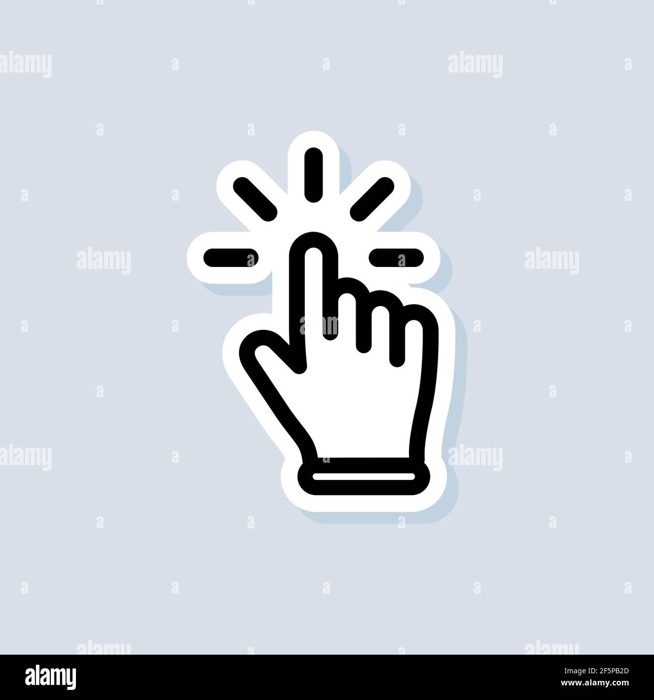 Click With Hand Cursor Icon Sticker On Gray Background Stock Illustration -  Download Image Now - iStock