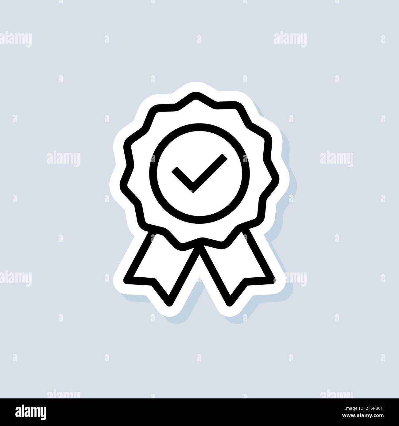 Certify line icon like recommended sticker. Quality premium icon. Approval check sign. Concept of happy client and recommendation goods or services. V Stock Vector