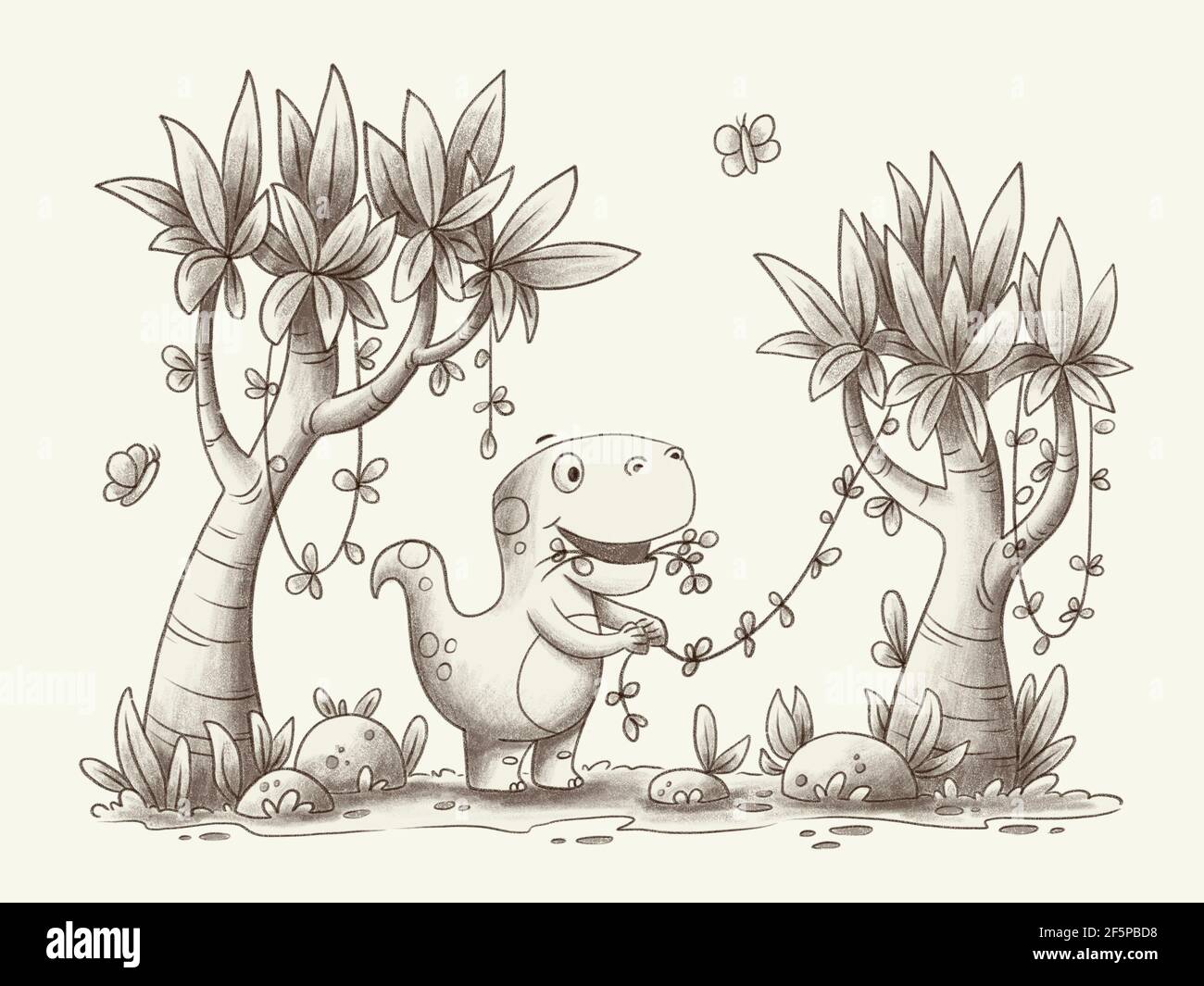 Dino Eating Plants Stock Photo