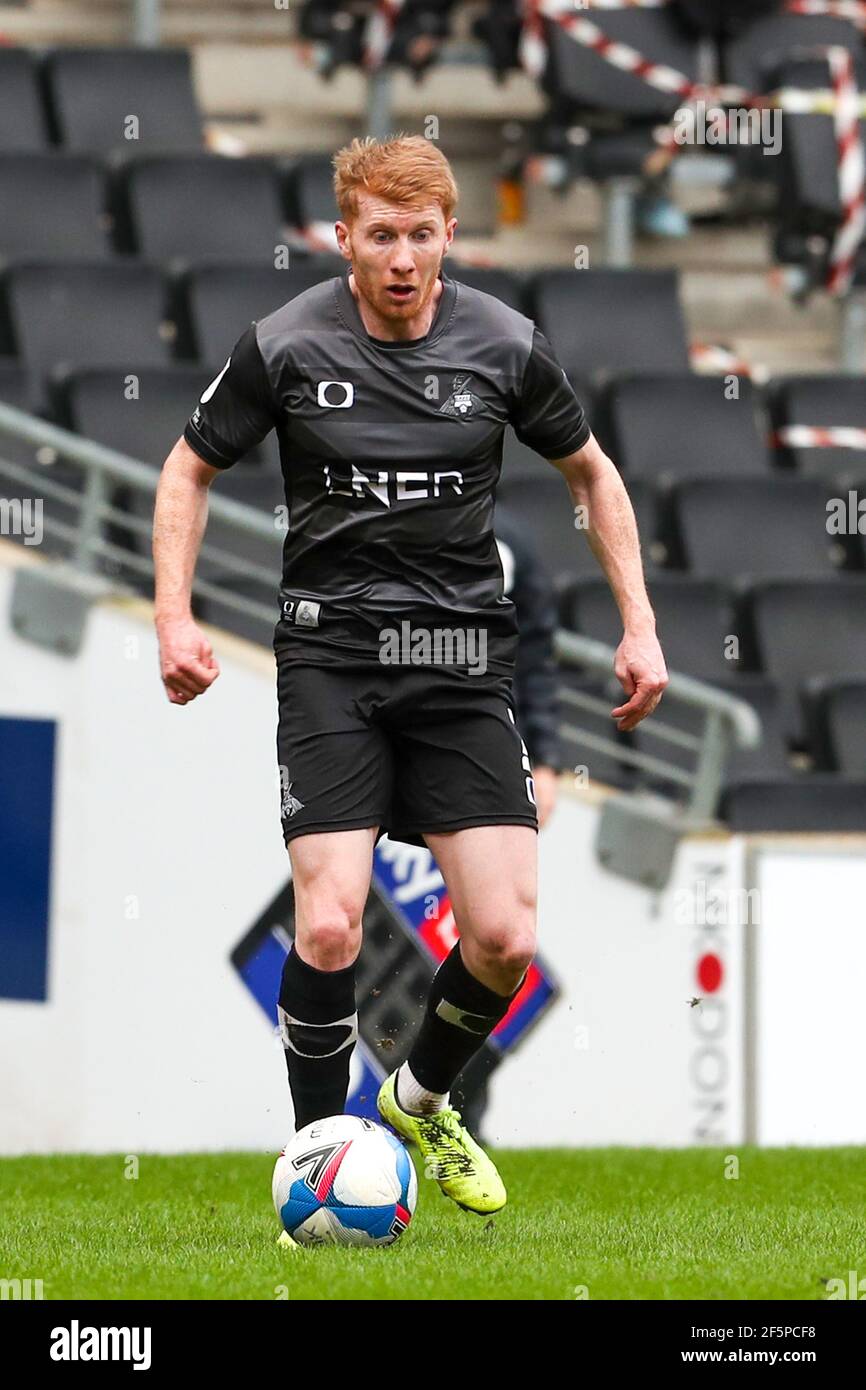 MILTON KEYNES, UK. MARCH 27TH: Doncaster Rovers Brad Halliday during the first half of the Sky Bet League 1 match between MK Dons and Doncaster Rovers at Stadium MK, Milton Keynes on Saturday 27th March 2021. (Credit: John Cripps | MI News) Credit: MI News & Sport /Alamy Live News Stock Photo