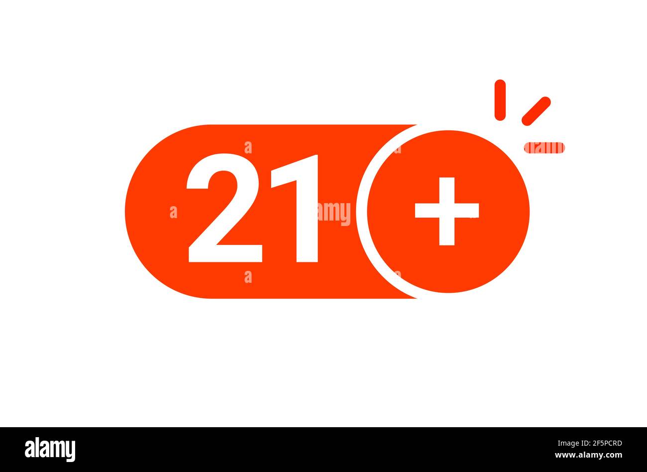 21 plus warning illustration icon. Over 21 under age restricted content