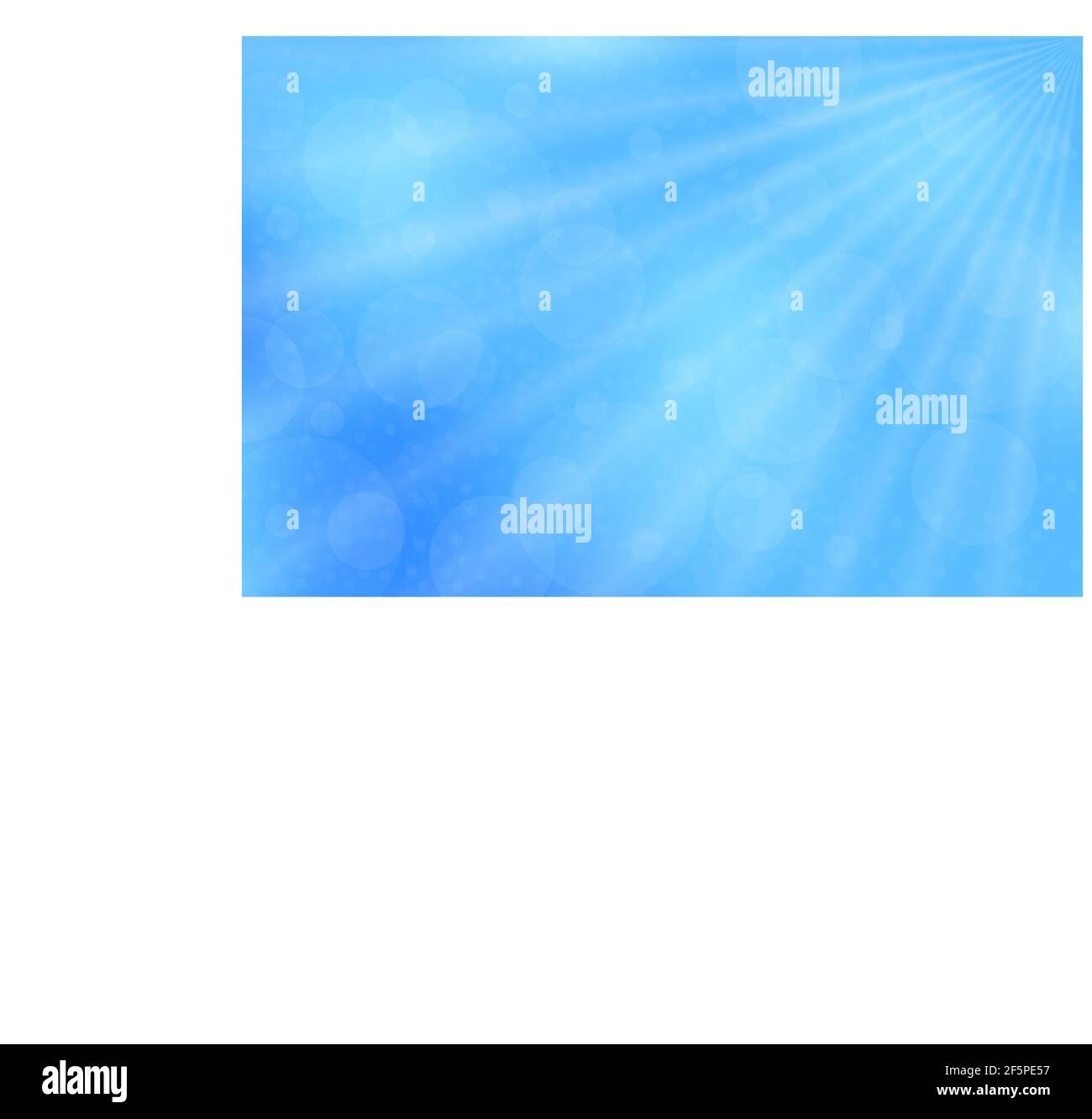 Colorful light blue gradient blue background with bokeh and light rays. Stock vector image. Stock Vector