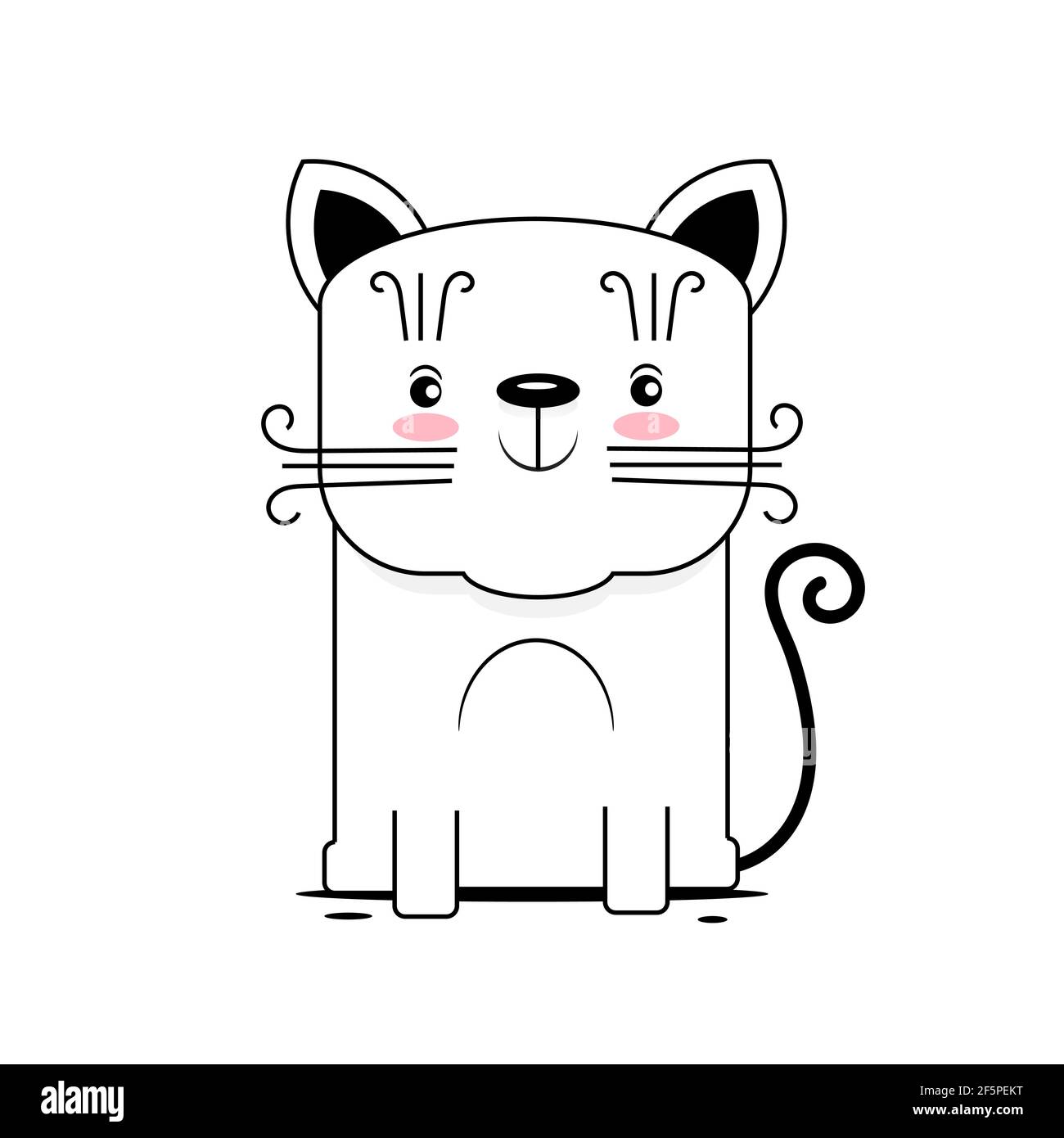 Cute cat vector design.Children illustration for School books and more.Meow slogan. Animal Stock Vector
