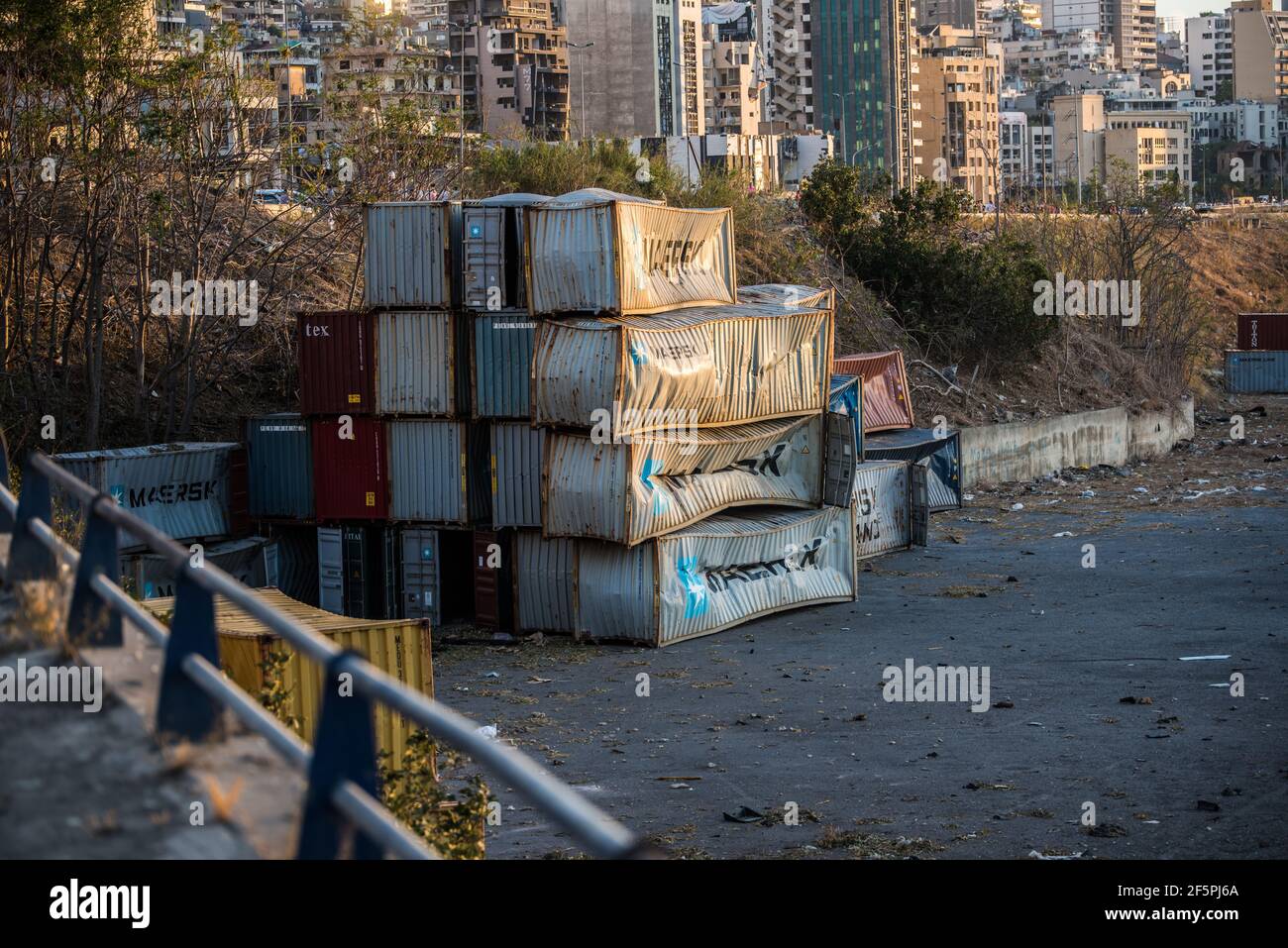 Beirut Port 4th of August 2021 Explosion Stock Photo