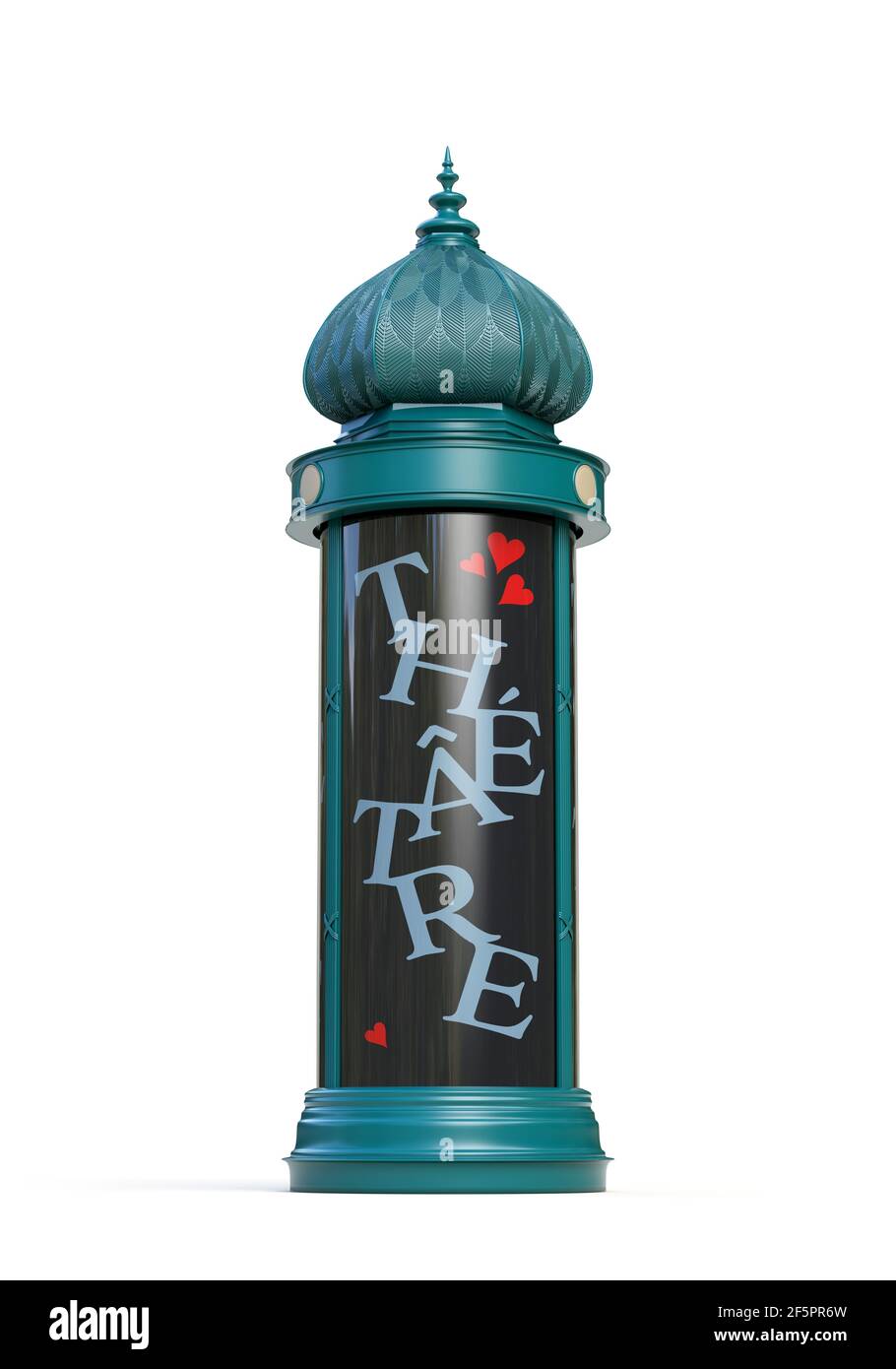 French 'Morris column' traditional advertising in Paris - France - 3D rendering Stock Photo