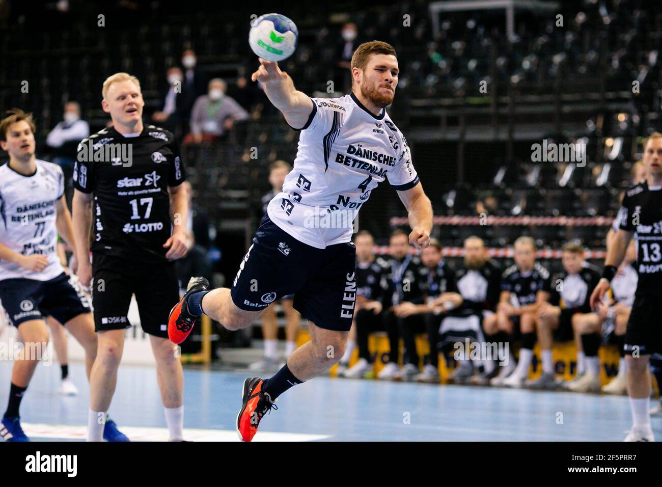 Flensburg, Germany. 27th Mar, 2021. Handball: Bundesliga, SG  Flensburg-Handewitt - THW Kiel, Matchday 23, at Flens-Arena.Flensburg's  Johannes Golla scores a goal. Credit: Frank Molter/dpa/Alamy Live News  Stock Photo - Alamy