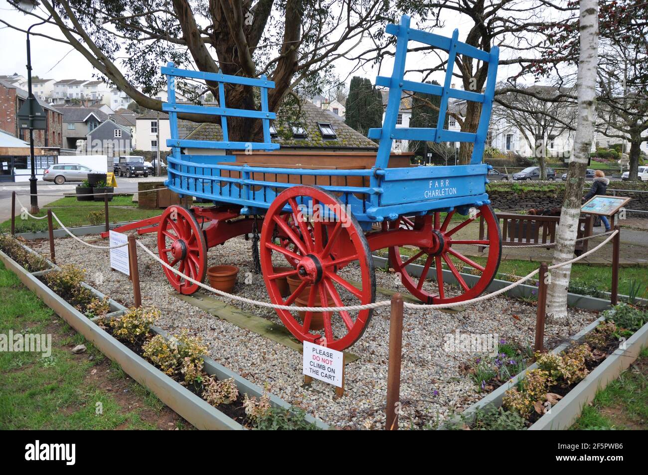 A colourful wooden cart in Dartmouth, UK Stock Photo