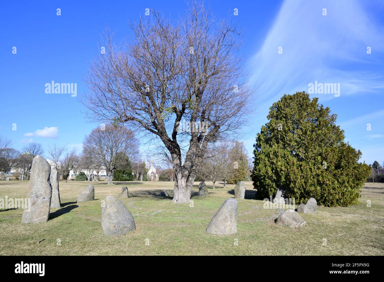 Vienna, Austria. The central cemetery in Vienna. The stone circle at