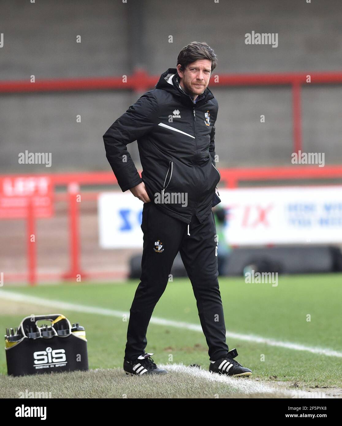 Port Vale manager Darrell Clarke during the Sky Bet League Two match between Crawley Town and Port Vale at the People's Pension Stadium   , Crawley ,  UK - 27th March 2021 - Editorial use only. No merchandising. For Football images FA and Premier League restrictions apply inc. no internet/mobile usage without FAPL license - for details contact Football Dataco Stock Photo