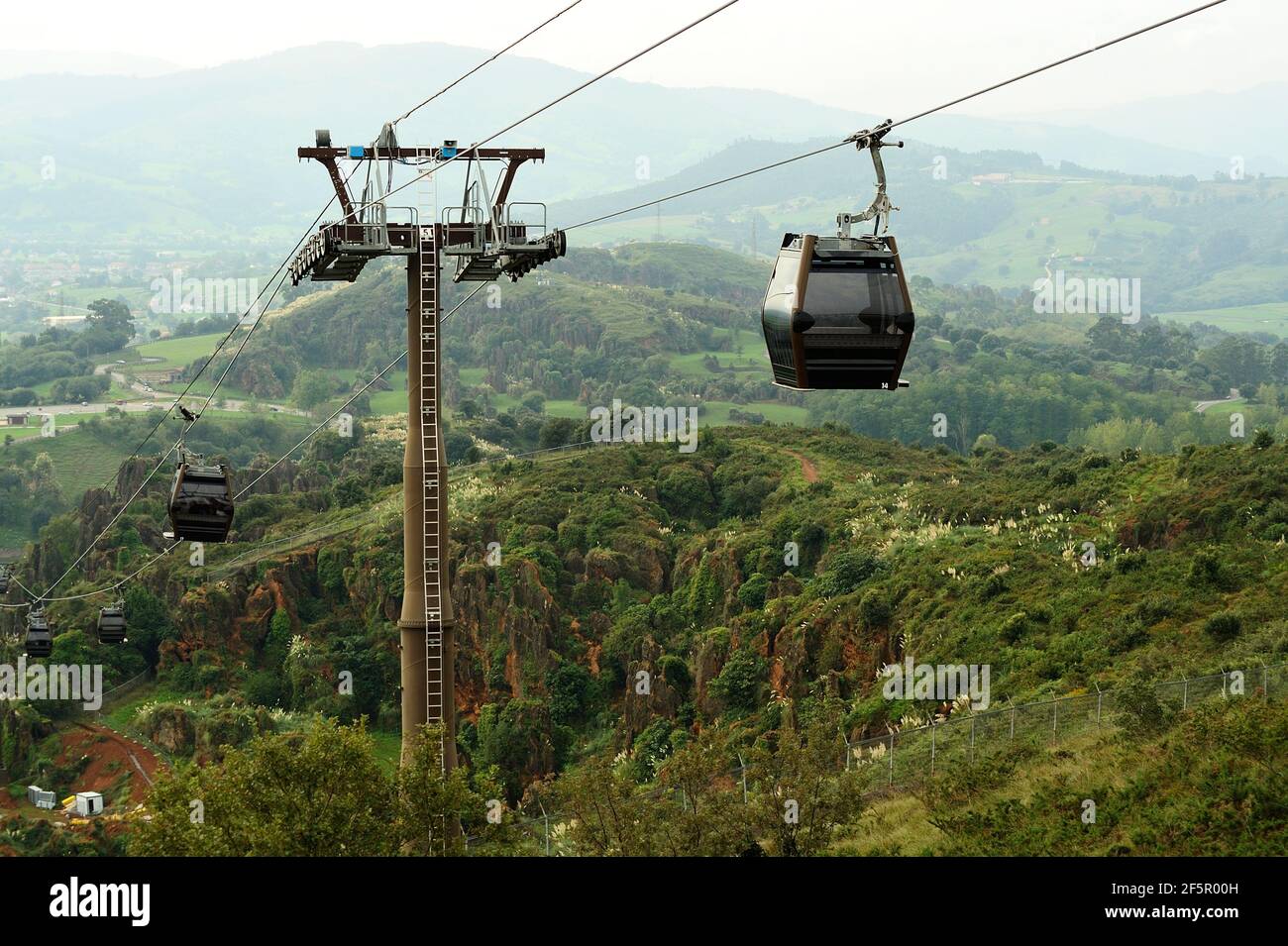 Cableway in Cabarceno Nature Park, Cantabria, Spain. Stock Photo