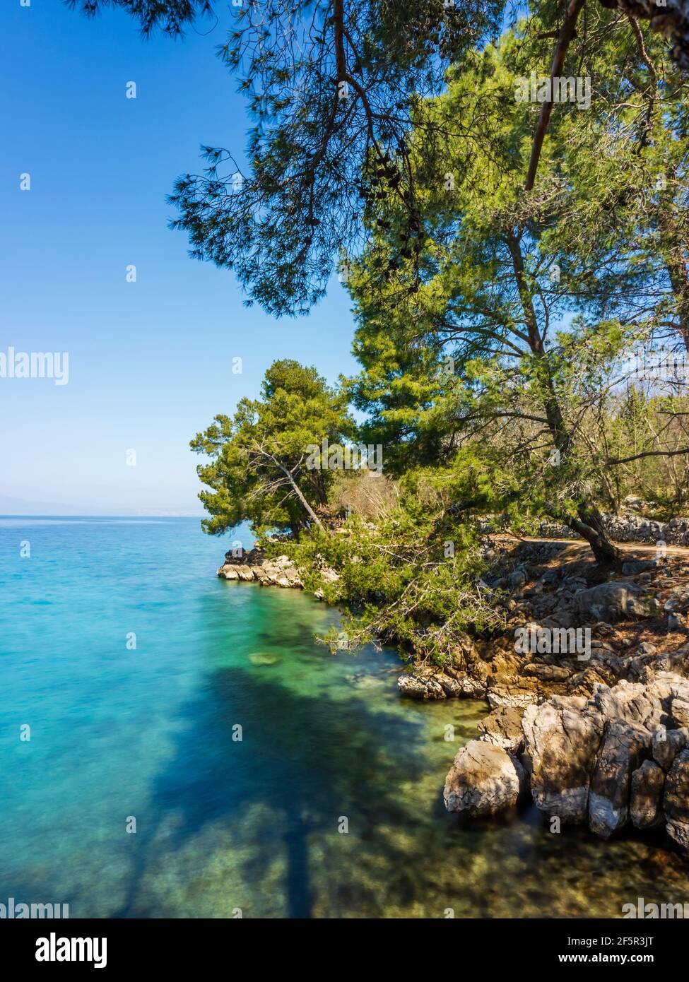 Coastline seaside Adriatic sea in Croatia Europe near Malinska on island Krk Stock Photo