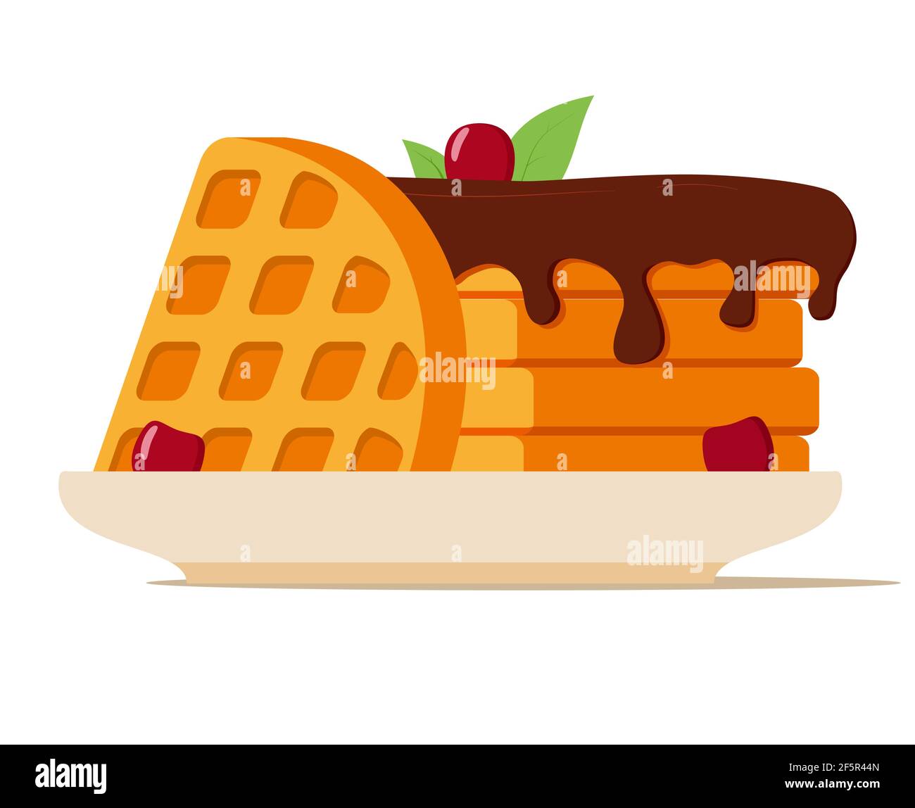 Belgian waffles.Sweet pastries.Isolated on white background.Vector realistic illustration Stock