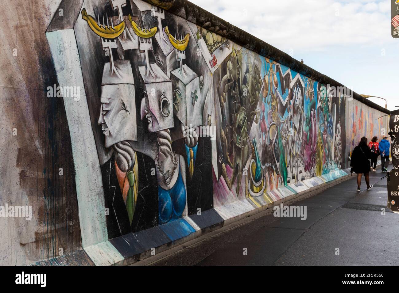 Close up of a graffitied section of the Berlin Wall Stock Photo