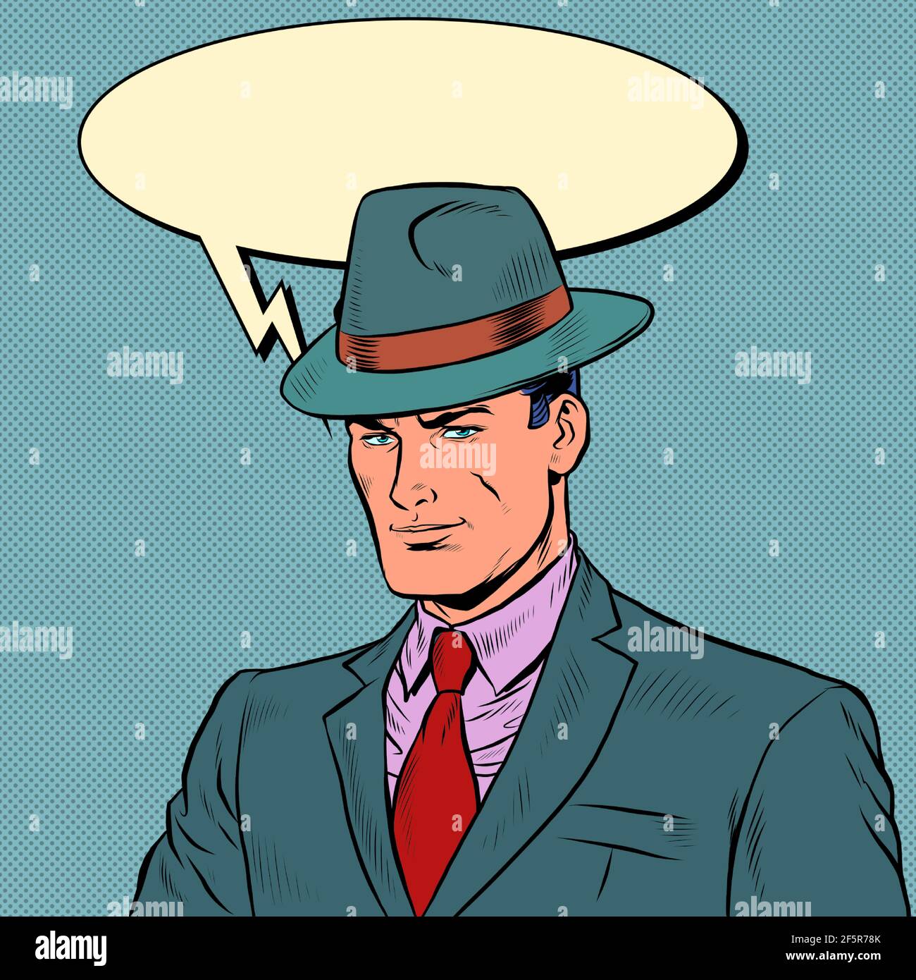 elegant retro businessman Stylish man in a suit and hat Stock Vector