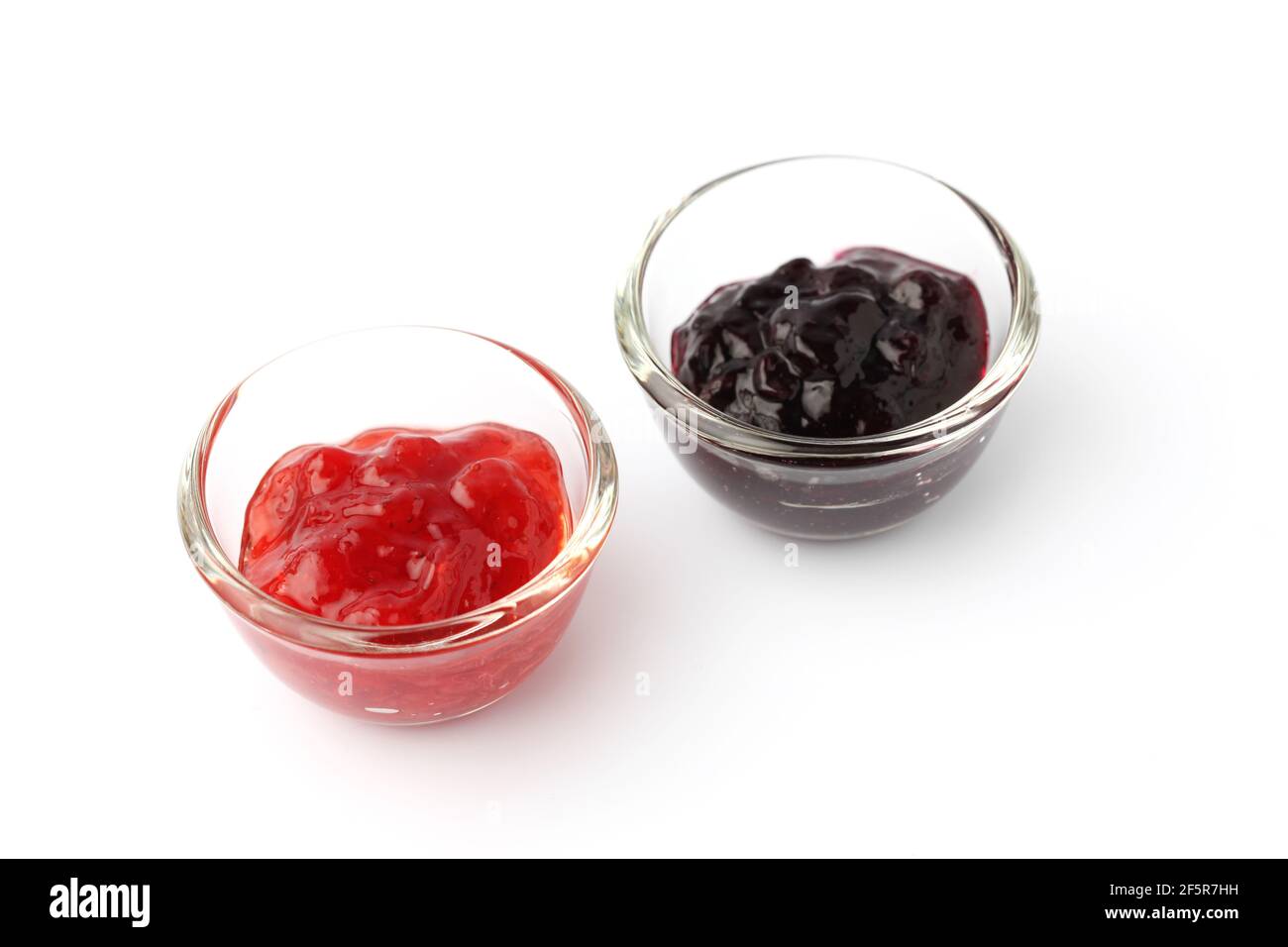 strawberry jam blueberry jam marmalade on white background Stock Photo