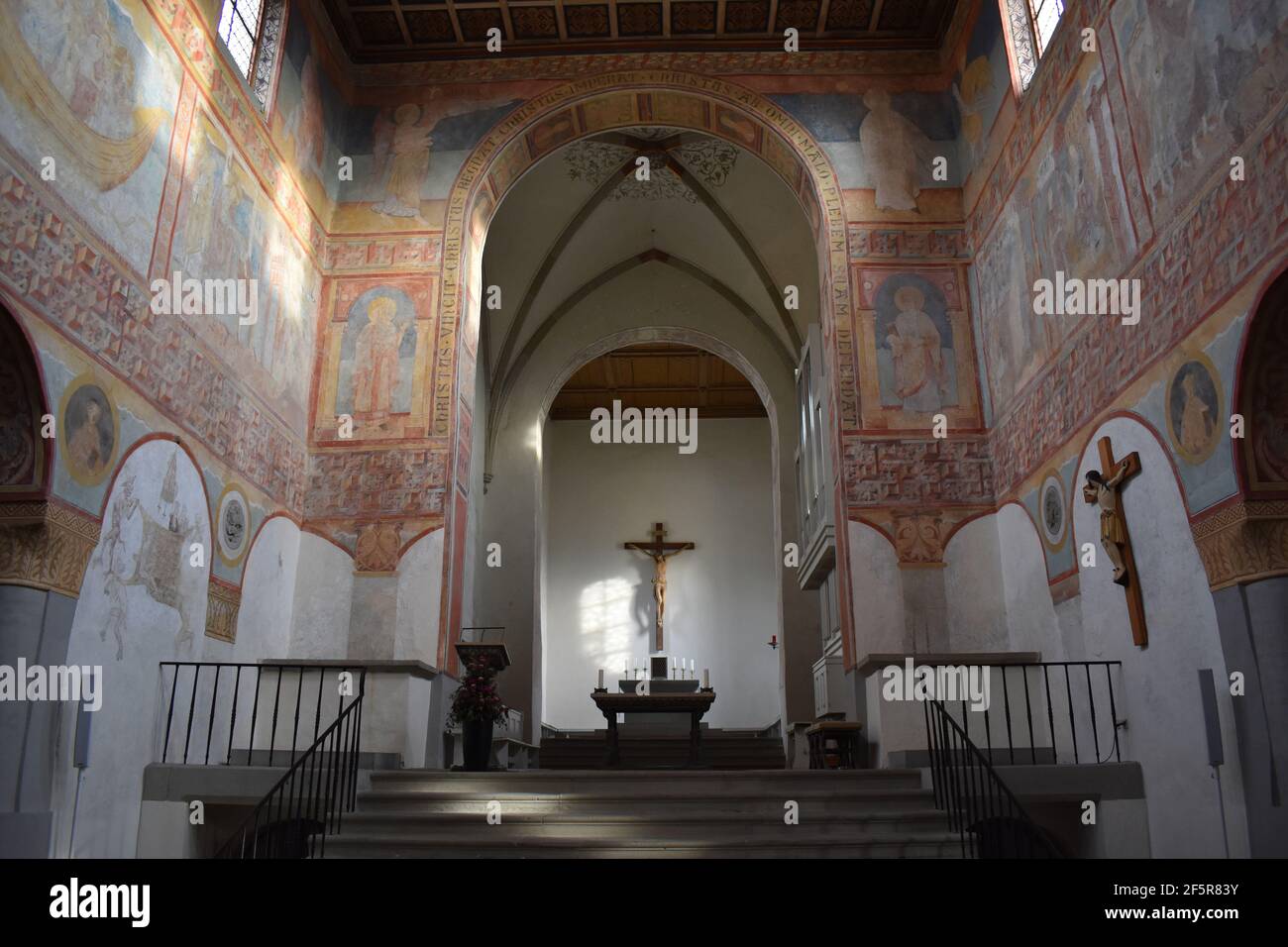 Reichenau Island. Church of Saint George. Indoor. Stock Photo