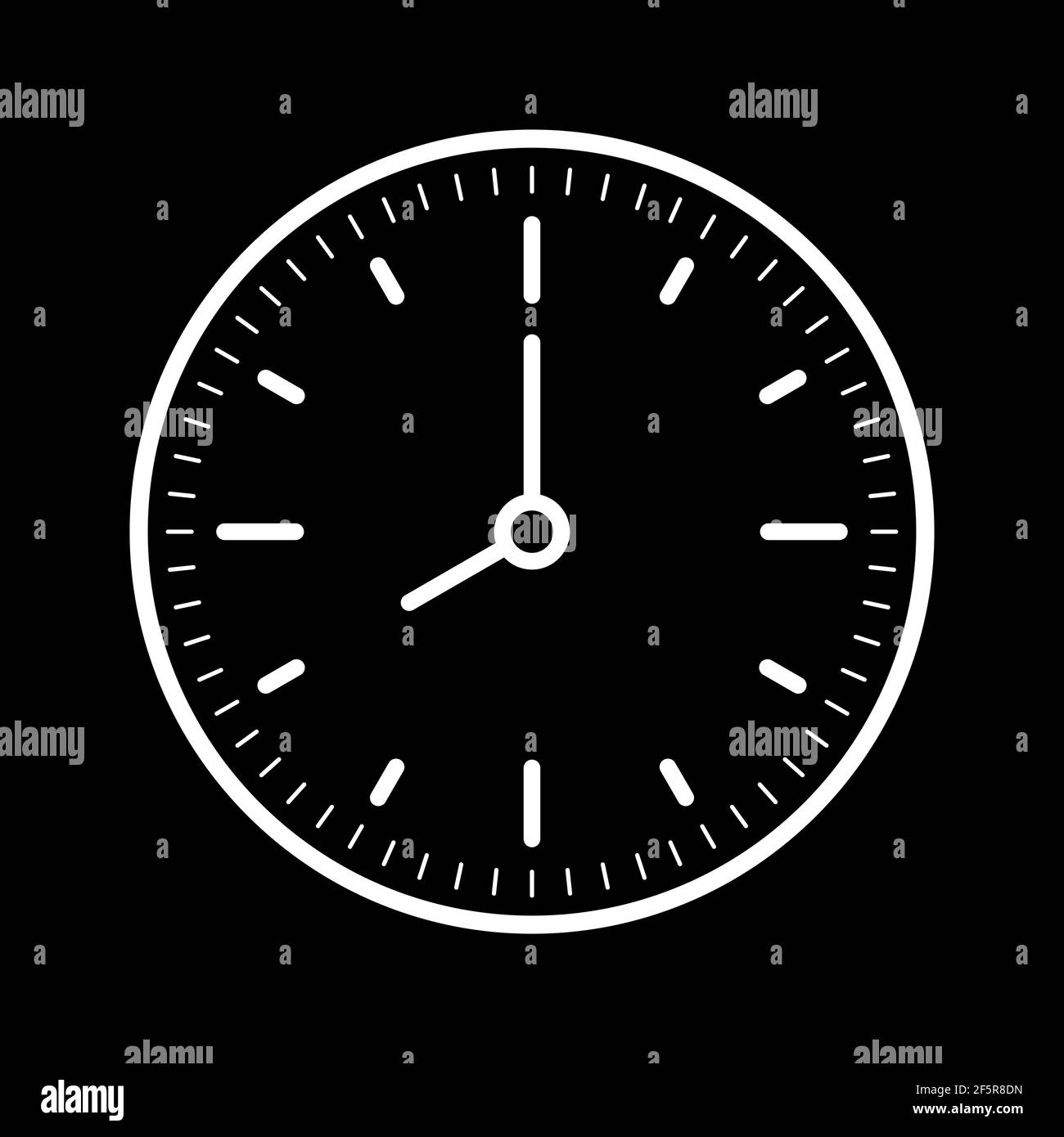 analog clock on black background. round analog clock Stock Vector Image
