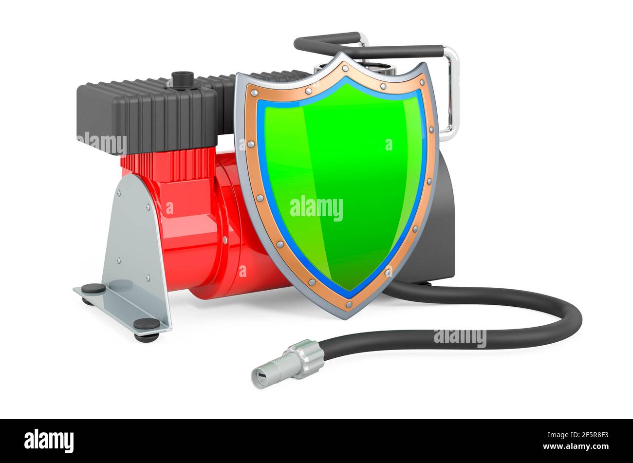 Shielded Compressor Car air compressor with shield, 3D rendering isolated on white ...