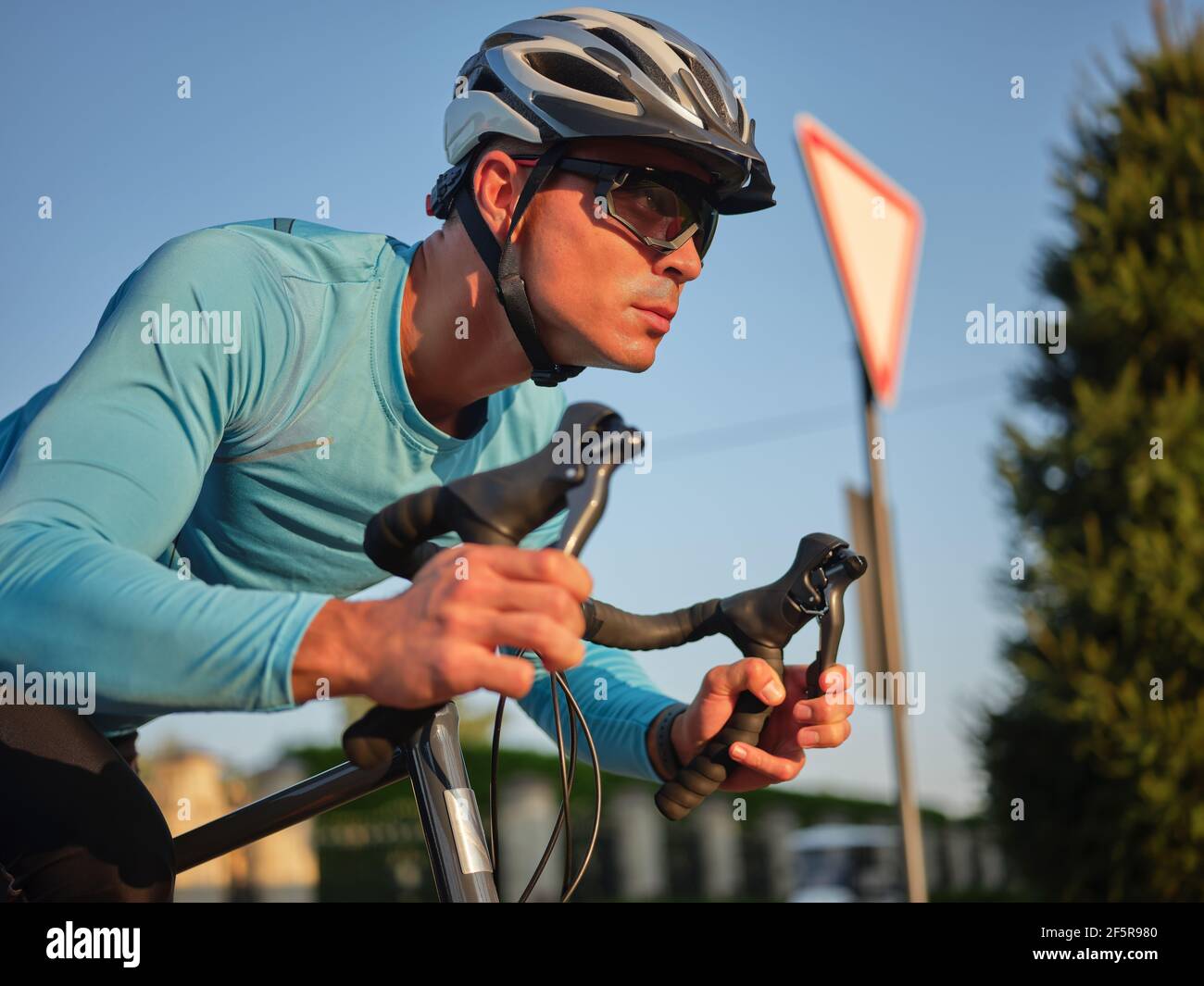 professional cyclist wearing sportswear 