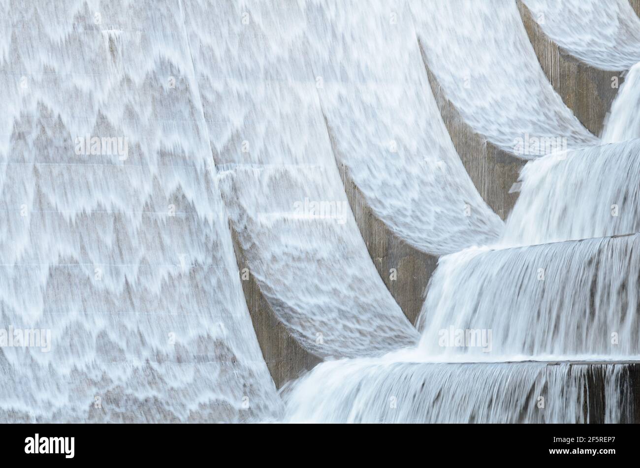 Water cascading down the Liberty Dam in the Patapsco River in Maryland