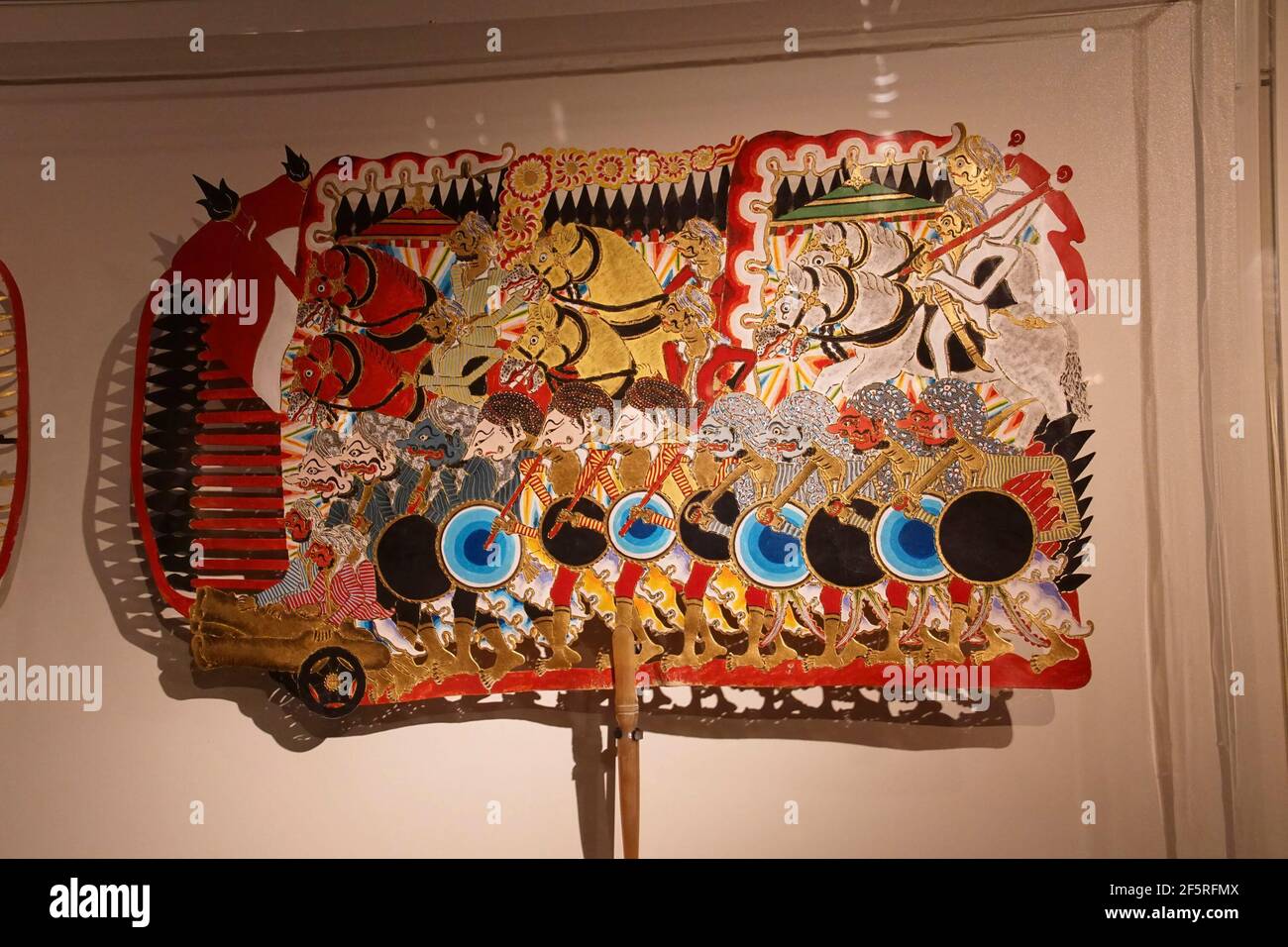 AMSTERDAM, NETHERLANDS - DEC 12, 2018 - Wayang puppets of Dutch colonial army and Javanese during Java War, Tropen Museum, Amsterdam, Netherlands Stock Photo