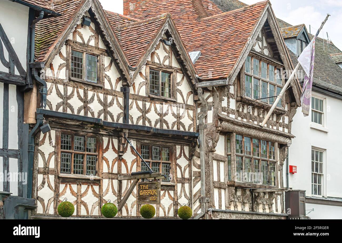 Facade of the ancient Garrick Inn Pub in Stratford upon Avon, Warwickshire, England, UK Stock Photo