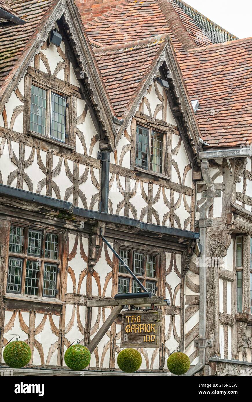 Facade of ancient Garrick Inn Pub in Stratford upon Avon, Warwickshire, England, UK Stock Photo