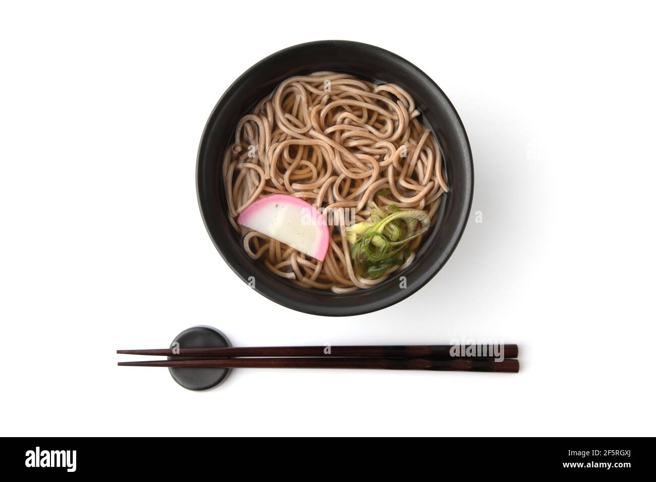 soba buckwheat noodles Japanese isolated on white background Stock Photo