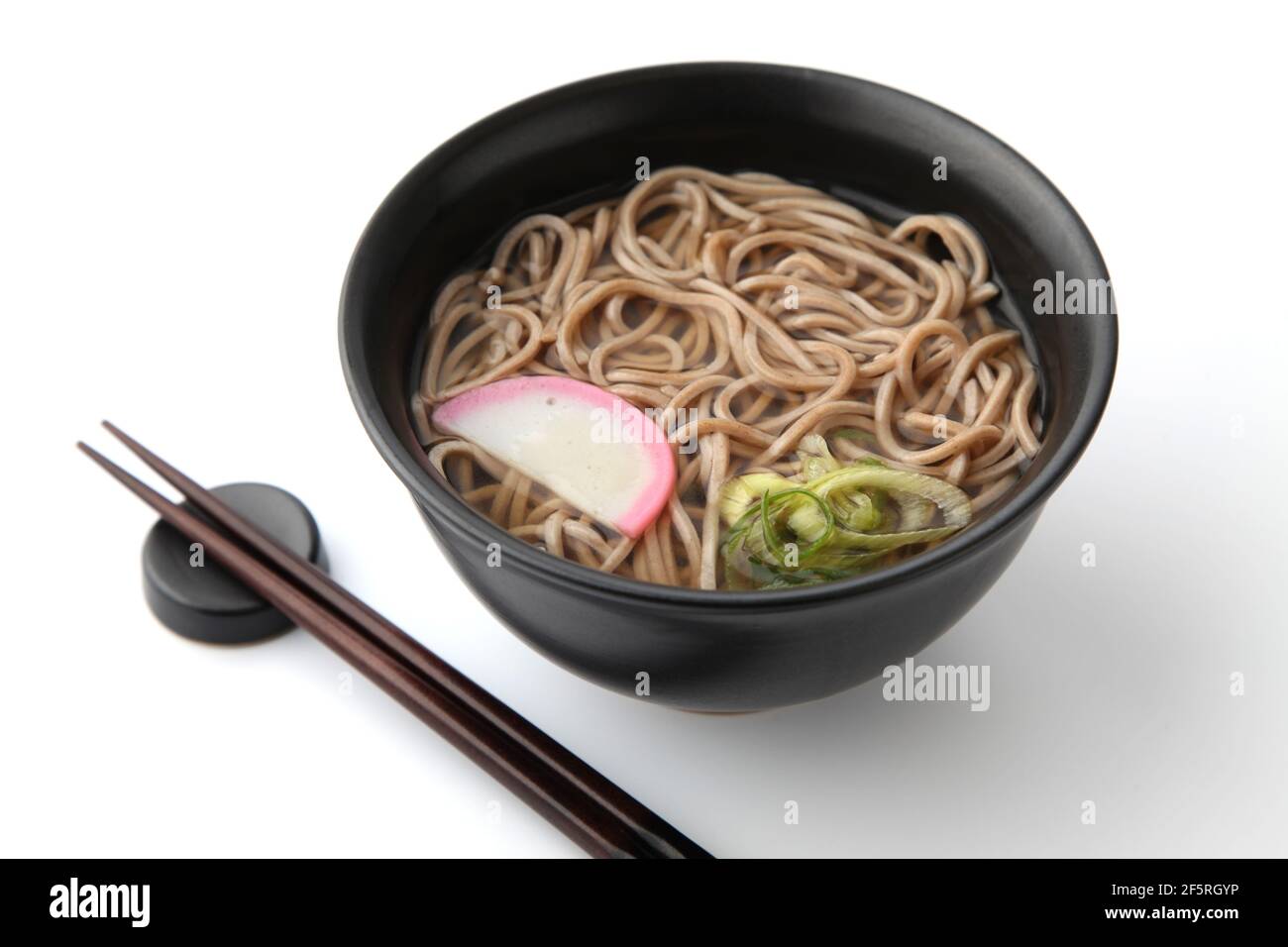 soba buckwheat noodles Japanese isolated on white background Stock Photo
