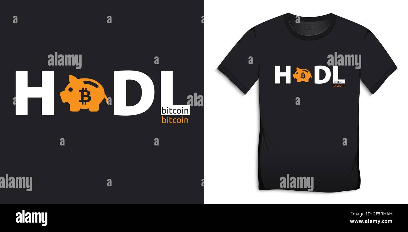 Bitcoin hodl pig, design t-shirts vector Stock Vector