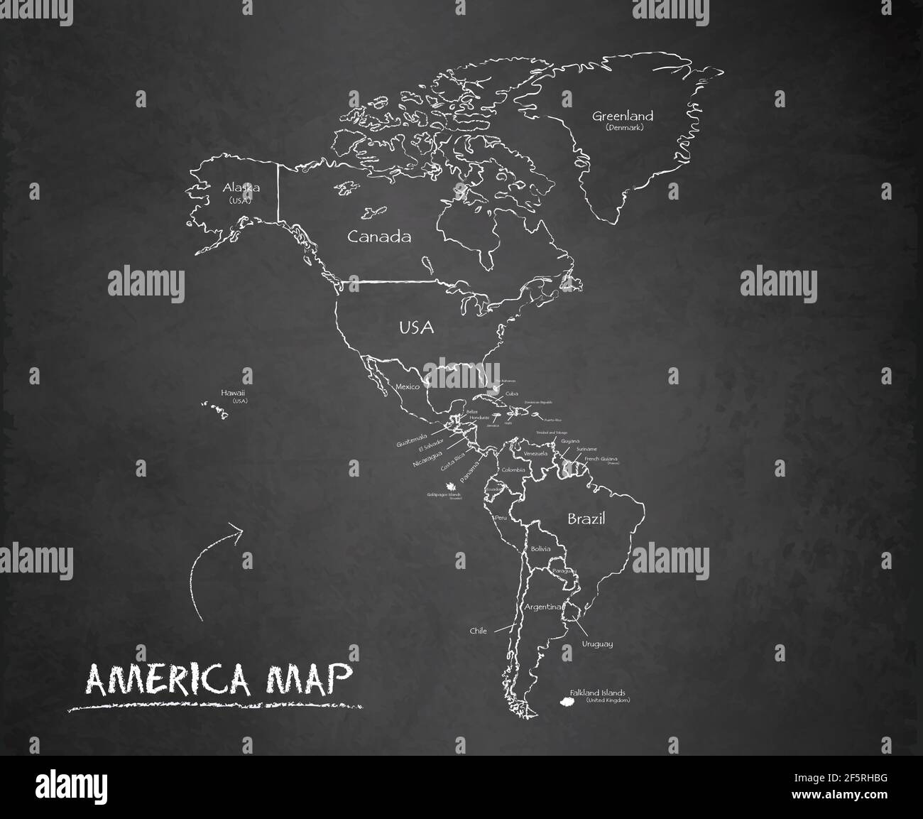 America map, separates states with names, design card blackboard chalkboard vector Stock Vector