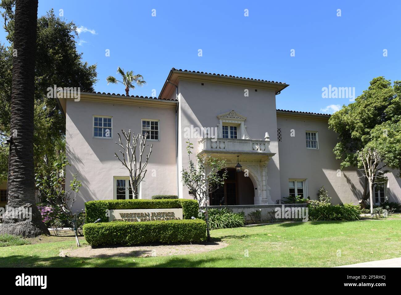 PASADENA, CALIFORNIA - 26 MAR 2021: Western Justice Center Foundation. Their mission is to increase the opportunity for peaceful conflict resolution a Stock Photo
