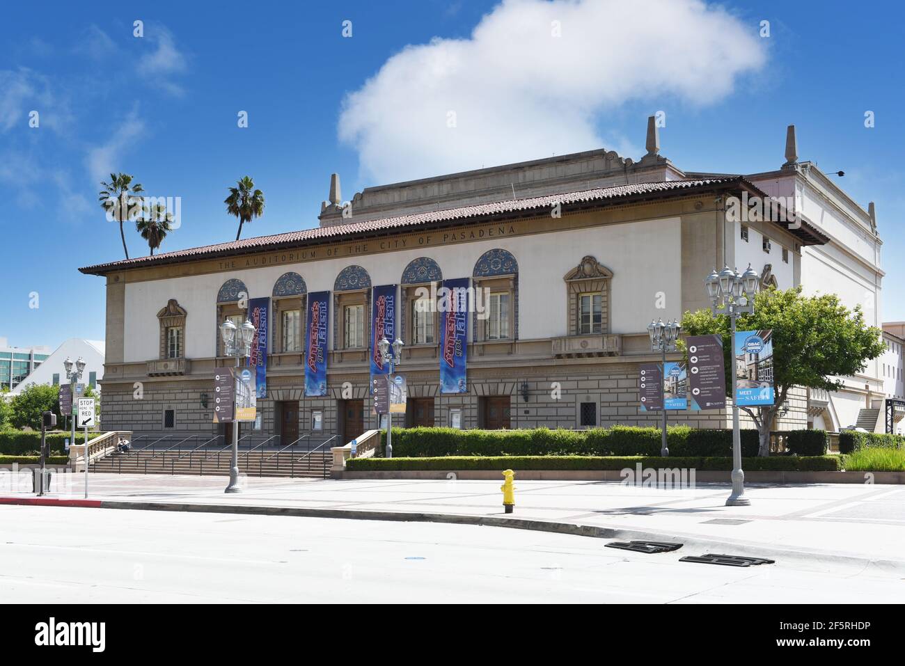 PASADENA, CALIFORNIA - 26 MAR 2021: The Pasadena Civic Auditorium. The Civic hosts the NAACP Image Awards, Daytime Emmy Awards, America's Got Talent a Stock Photo