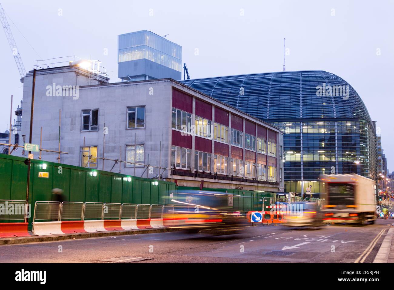 night traffic outside Bucklersbury House and the walbrook building on
