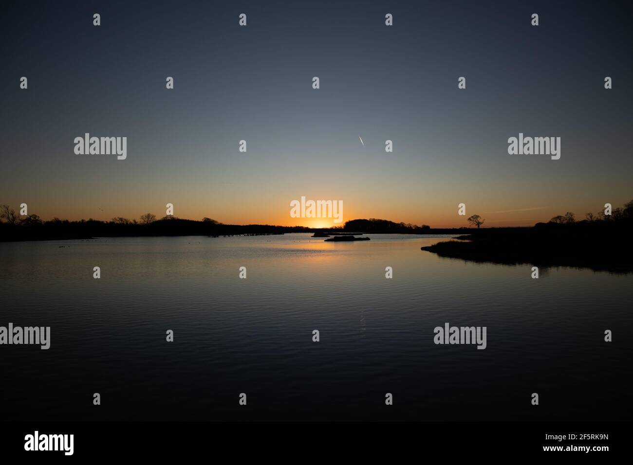 Sonnenuntergang auf der Birk Stock Photo