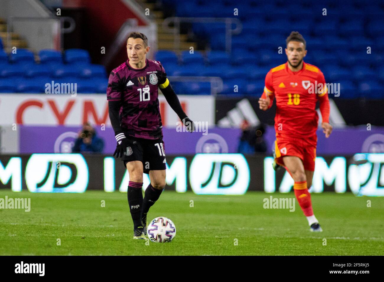 Cardiff, UK. 27th Mar, 2021. Andrés Guardado of Mexico in action Football international friendly match, Wales v Mexico, at the Cardiff city stadium in Cardiff, South Wales on Saturday 27th March 2021. Editorial use only. pic by Lewis Mitchell/Andrew Orchard sports photography/Alamy Live News Credit: Andrew Orchard sports photography/Alamy Live News Stock Photo