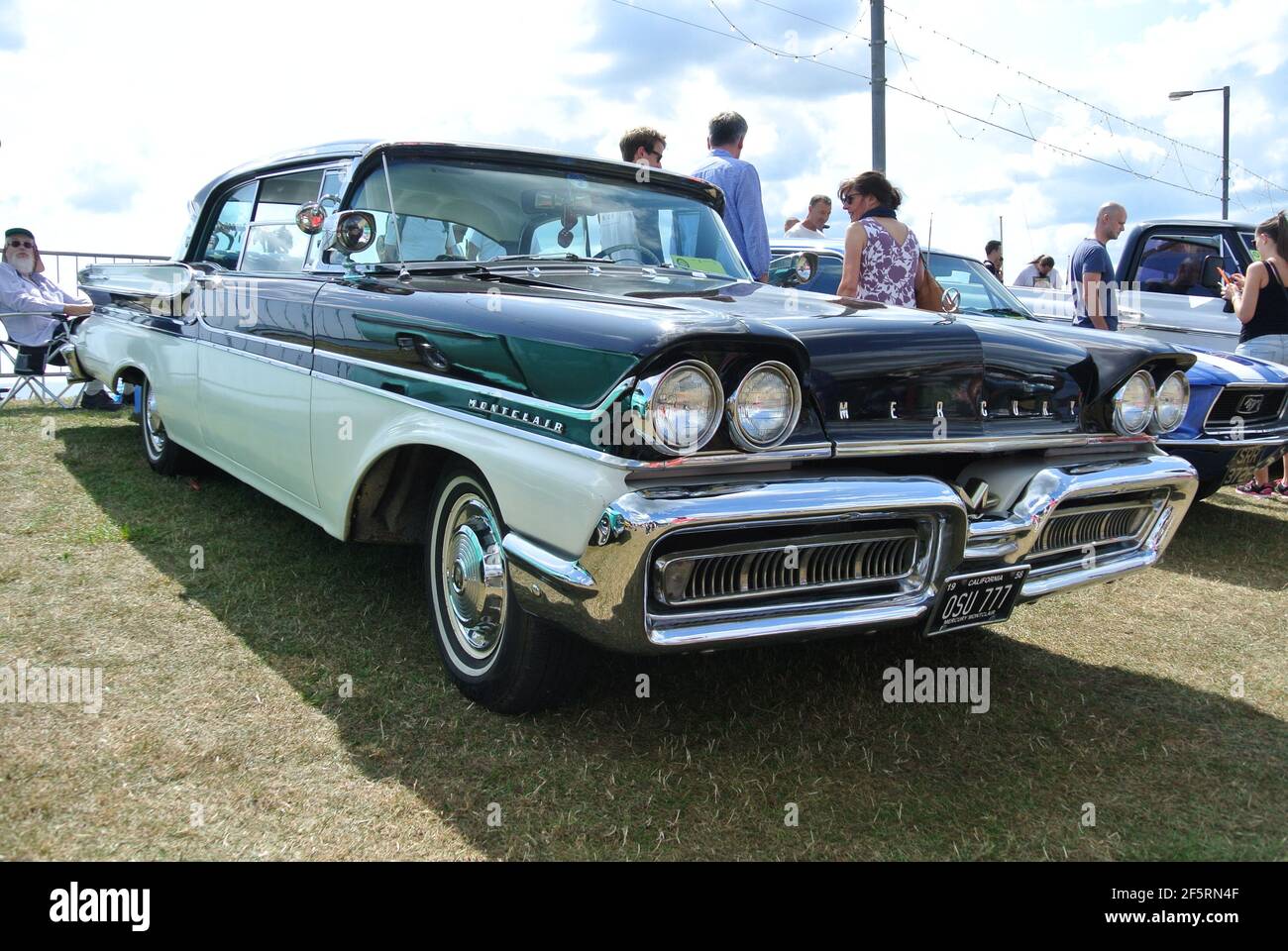 A 1958 Mercury Montclair American classic car parked up on display at