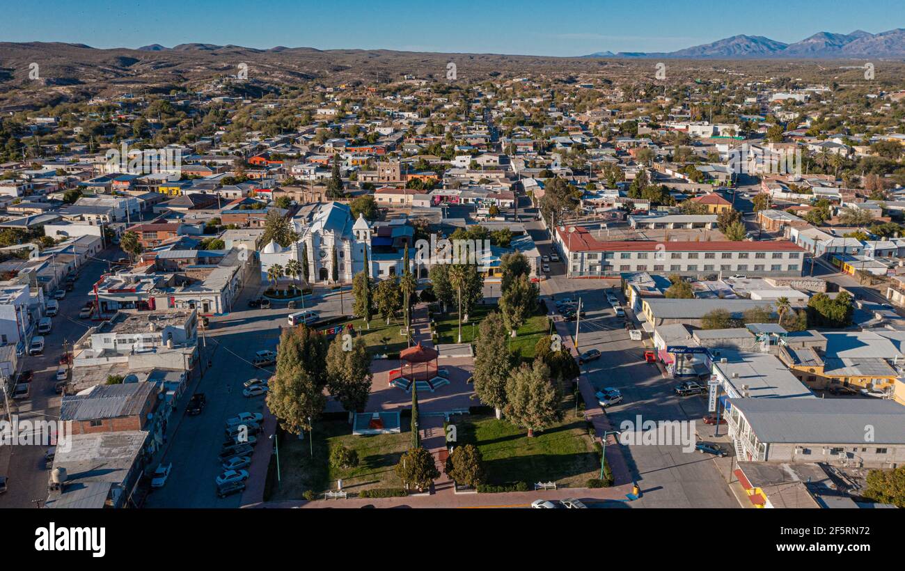 Moctezuma, Mpo. Moctezuma, Sonora, Mexico. Aerial view Oposura