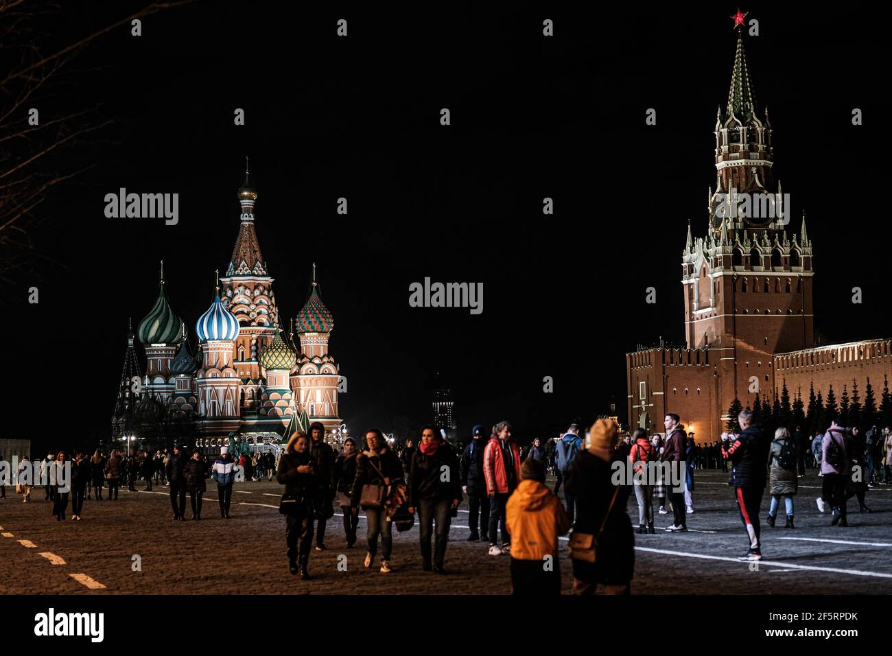 Moscow. 27th Mar, 2021. Photo taken on March 27, 2021 shows the Red Square with lights illuminated ahead of Earth Hour in Moscow, Russia. Lights around the world are turned off at 8:30 p.m. local time on Saturday to mark Earth Hour 2021. Credit: Evgeny Sinitsyn/Xinhua/Alamy Live News Stock Photo
