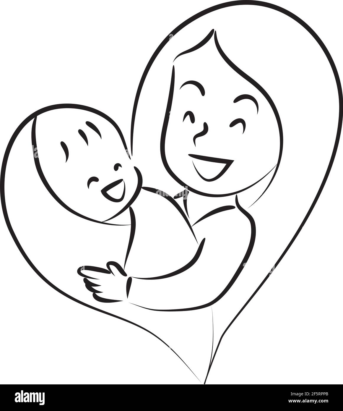 cartoon mom and baby heart shape icon design sign Stock Photo - Alamy