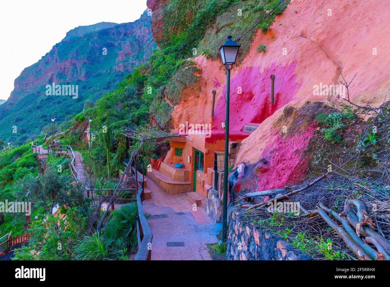 Cave houses at Cueva Bermeja at Barranco de Guayadeque valley at Gran Canaria, Canary islands