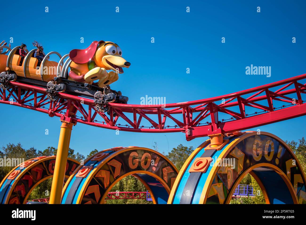 Orlando, Florida. January 05, 2021. People enjoying Slinky Dog Dash