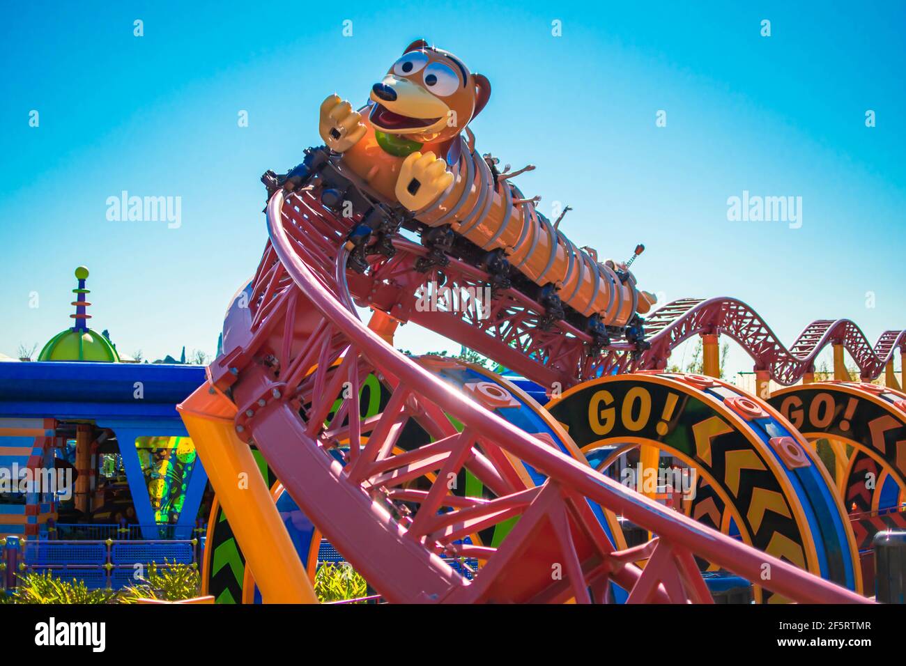 Orlando, Florida. January 05, 2021. People enjoying Slinky Dog Dash