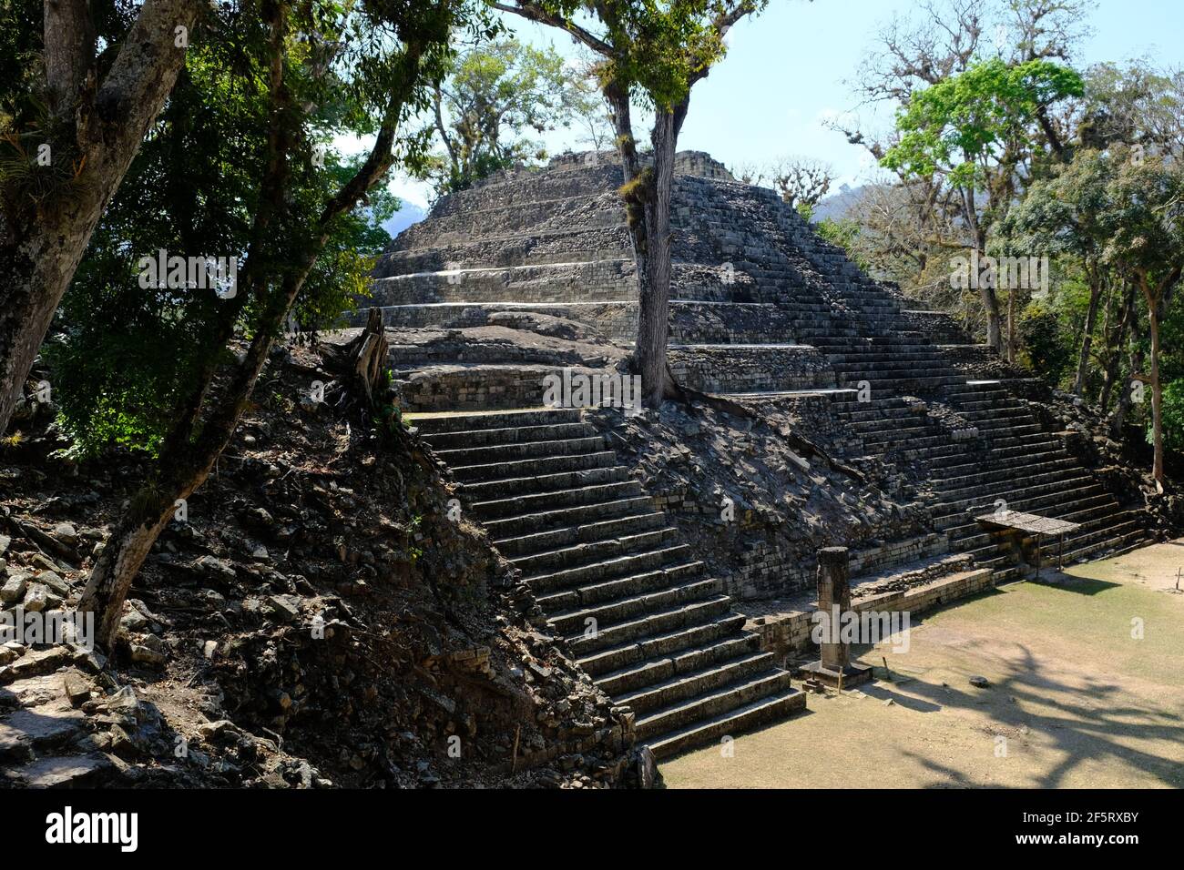 Honduras Copan  Ruinas - Ruins of Copan main temple building Stock Photo