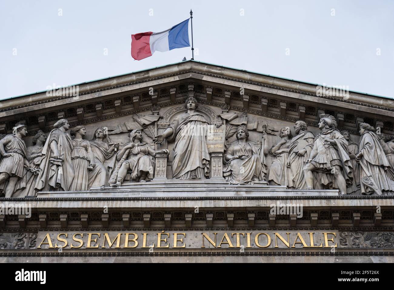 PARIS, FRANCE - The french national assembly (l'Assemblée nationale). Also called Palais Bourbon. French parliament. Stock Photo