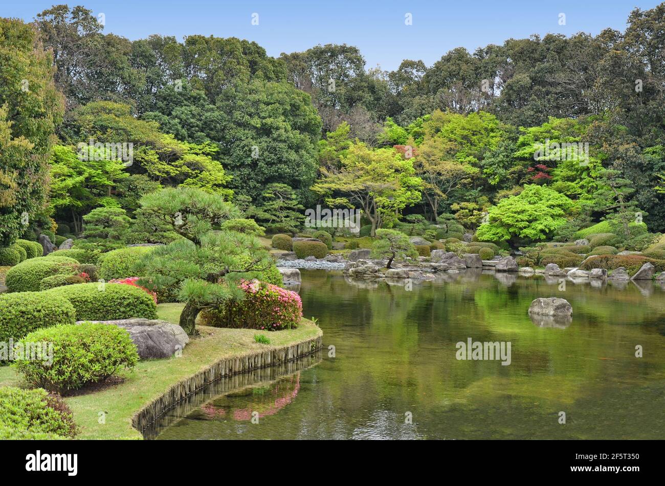 Ohori Park Japanese Garden in Fukuoka city, Japan Stock Photo - Alamy