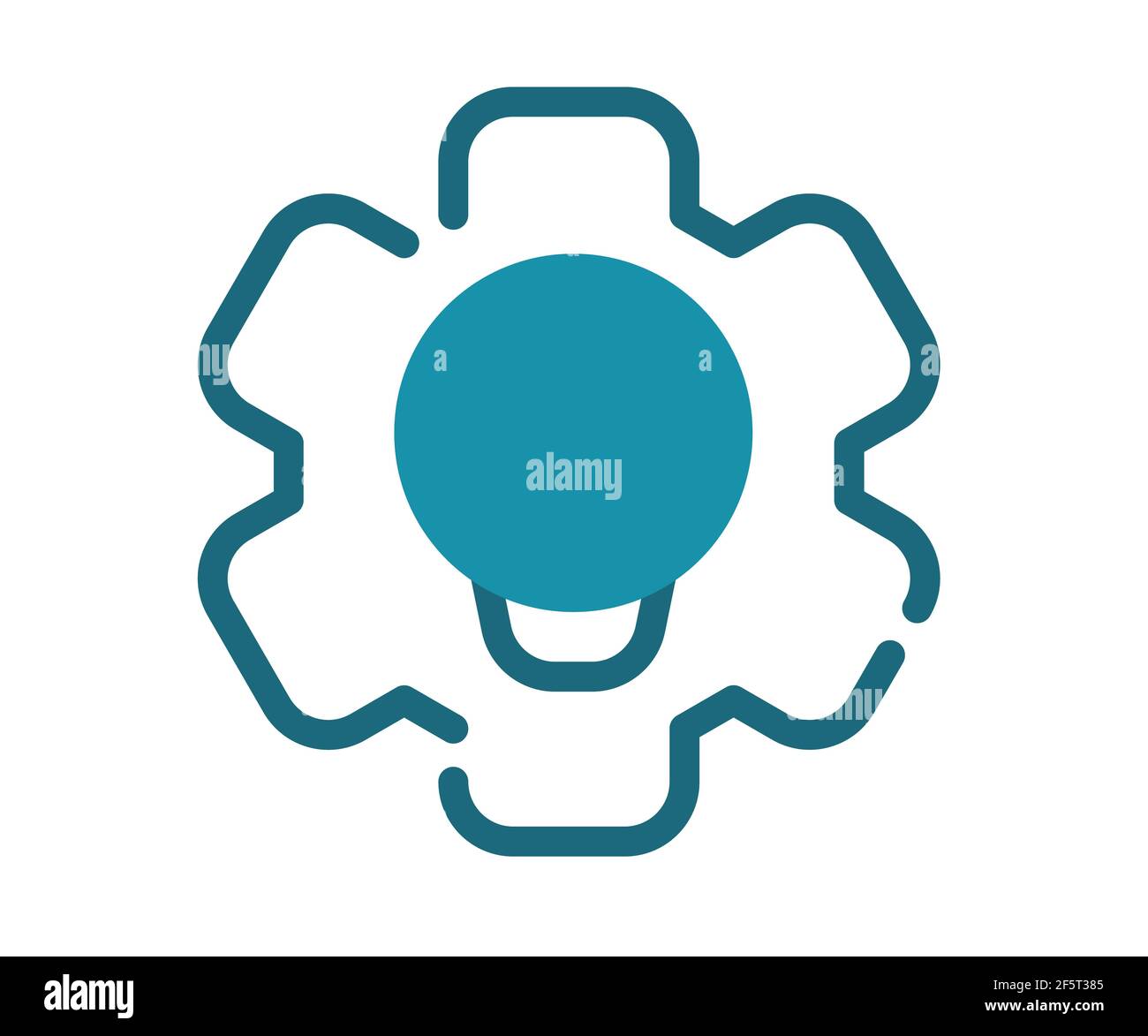creative process gear single isolated icon with solid line and dash ...