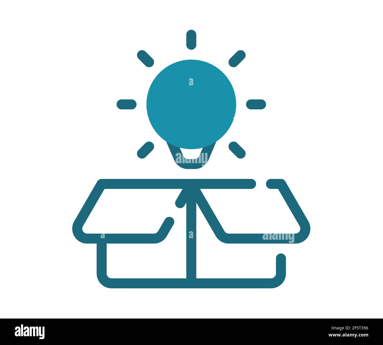 idea out of box light bulb single isolated icon with solid line and ...