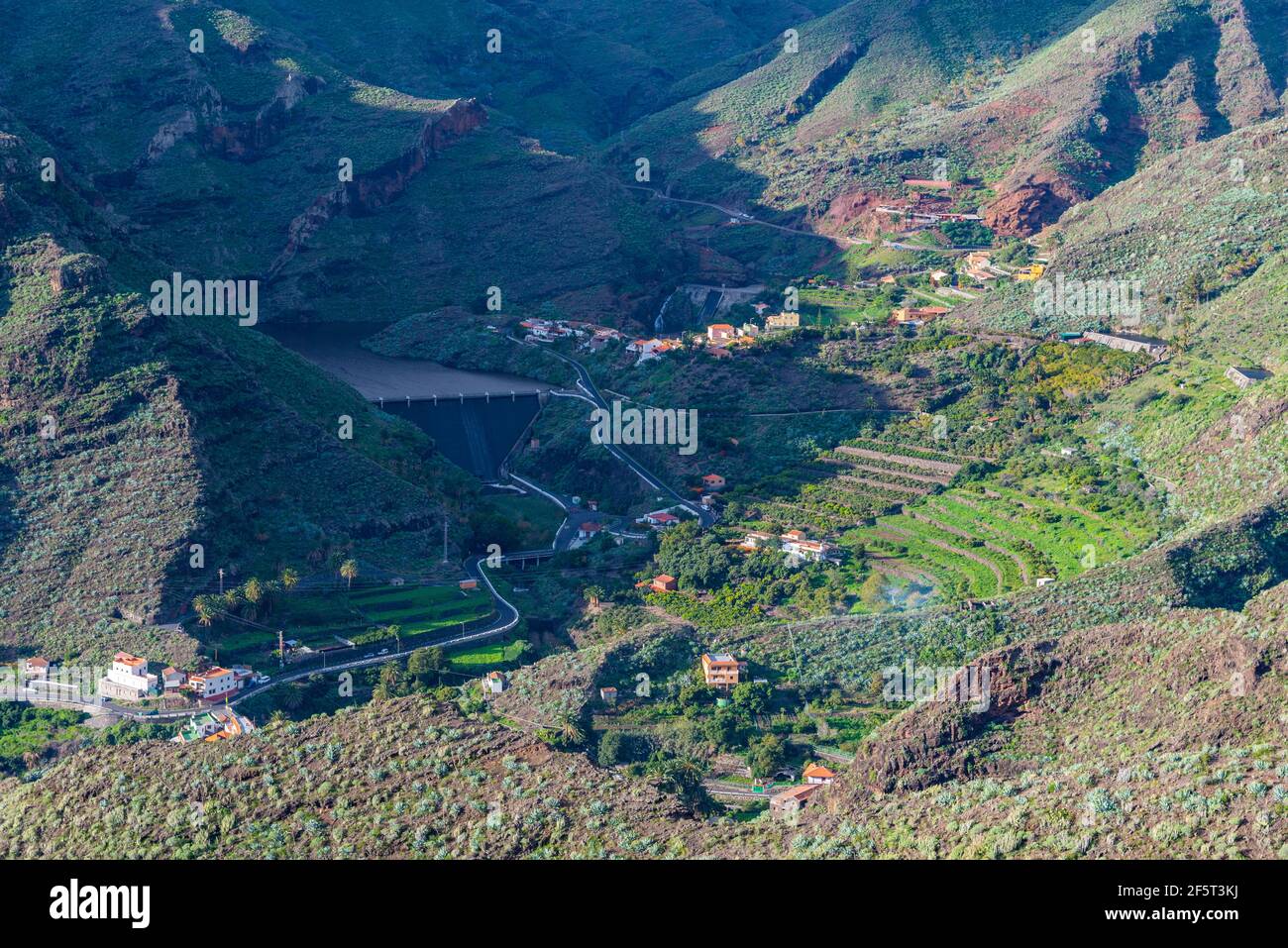 Aerial view of La Gomera from Mirador de Manaderos lookout, Canary Islands, Spain. Stock Photo